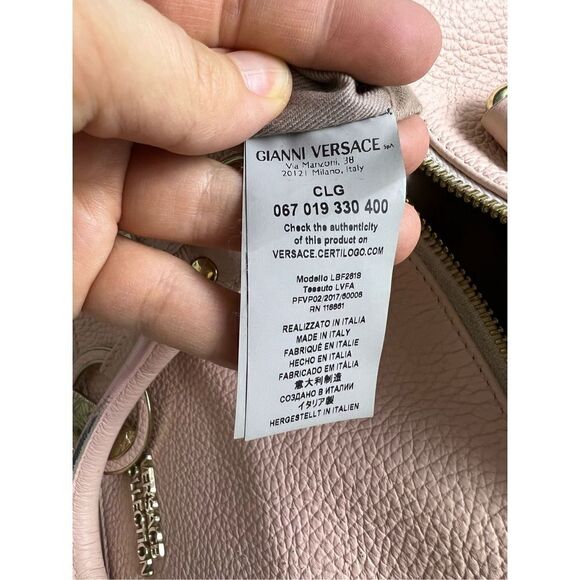 VERSACE COLLECTION Pebbled Leather Pink Handle Bag - Picture 6 of 16
